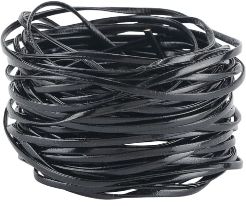 GORGECRAFT Correa de Cuero Plana Y Suave Plegable de 10 m Cordón Trenzado de Doble Cara de 3mm Color Negro Correa de Cuero Sintético para Manualidades de Costura Cinturones Pulseras Joyas Y Ropa