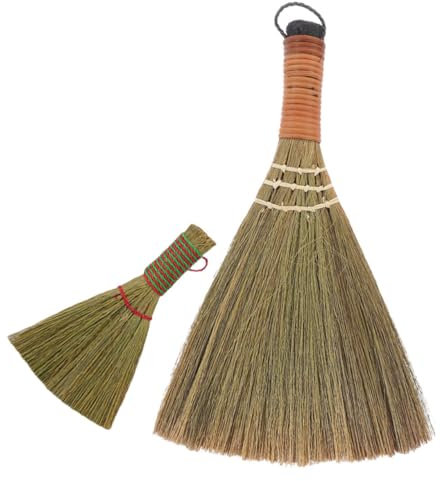 Happyyami 2stücke Kleiner Tischbesen Aus Naturgras Handheld Mini Besen Für Schreibtischreinigung Tragbarer Staubwedel Für Küche Und Büro Saubere Arbeitsplatte Und Tischplatte