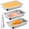 GOMETY Juego de 3 bandejas de acero inoxidable para empanar, 22 x 15,5 x 2,5 cm, 3 cuencos para empanar con pinzas de empanado, acero inoxidable, carne, pescado, metal, bandeja para barbacoa (3)