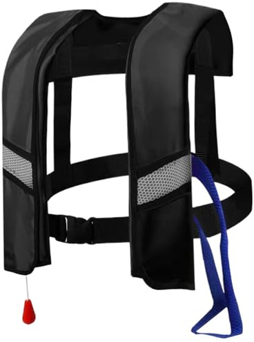 SunaOmni Chalecos Salvavidas inflables para Adultos. Chaleco Salvavidas Inflable automático de 150 N. Chaleco Ajustable con Bandas Reflectantes y Silbato. Tubo Adicional para navegación, Surf y