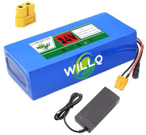 WILLQ Batterie pour vélo électrique 24V 36V 48V 10Ah 15Ah 20Ah 24Ah 30Ah Batterie Lithium Rechargeable pour Moteur VTT 0-1500 W Batterie pour Trottinette avec Chargeur et BMS,24v10ah
