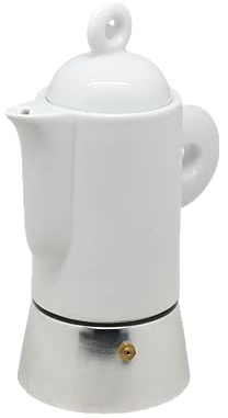 AKINDA Home - Caffettiera da 3 tazze in porcellana con base in alluminio - moka design - caffettiera elegante