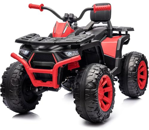 Hikiddo Kids ATV 4 Wheeler, 24V 4WD Electric ATV Ride On Toy for Big Kid with 2-Seater, 4x200W Motor -Red