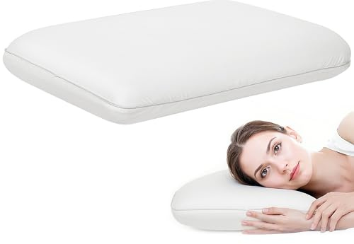 HOMCOM Cuscino Ergonomico Memory Foam a Rimbalzo Rapido con Copertura Lavabile e Rimovibile, Cuscino Cervicale in Memory Foam e Poliestere, 60x40x10 cm Bianco Crema