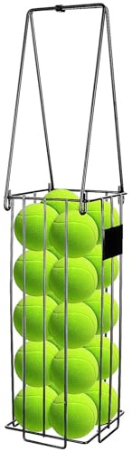 Ciieeo Cesta para Balones de Tenis y Pickleball de Acero Inoxidable Recogedor Portátil Almacenamiento y Diseño Presionable para Uso Pistas Deportivas