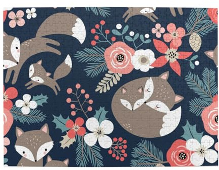 Rompecabezas de Madera de 500 Piezas para Adultos, diseño de Zorro, Flor, monito e Hija, para Adultos Mayores.