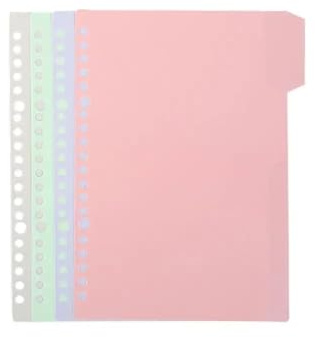 Binder Divider 4-Tab Multicolor Plastic Binder Dividers A4/A5/B5 for Notebook Folders Sheet Protectors for Section Separation(B5-26-holes-style 1)