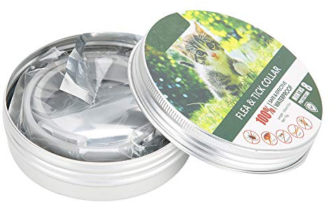 Ticfox Collar para Mascotas antipulgas, Collar para Cachorros, Perros y Gatos, Ajustable, cómodo, Aceite Esencial Natural, Material TPE para Mascotas pequeñas, Medianas y Grandes
