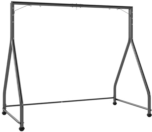 Outsunny Soporte para Columpio de Acero Estructura de Columpio de 2 y 3 Asientos o Cesta Colgante Resistente con Patas en Forma de A Carga 360 kg para Jardín Parque Patio Porche 210x117x175 cm Negro