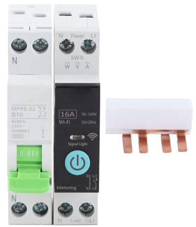 Tomvorks Intelligent WiFi Kretsbrytare Fjärrkontroll APP för Smarta Hem, Flamskyddande Material (1P-16A med mätfunktion)