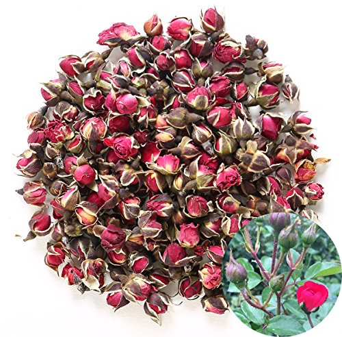 TooGet Fragrant Natural Deep Red Rose Buds Petals Organic Dried Golden-Rim Rose Flowers Wholesale, Culinary Food Grade - 4 OZ