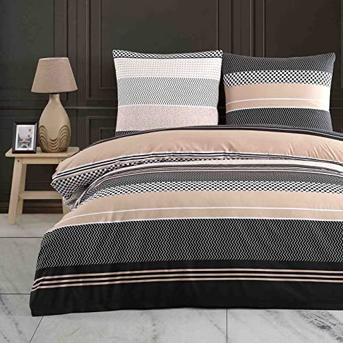Buymax® Bettwäsche 200x220 100% Baumwolle 3-Teilig Bettbezug - Bettwäsche-Sets 200 x 220cm mit 2 mal Kissenbezüge 80x80cm, ÖKO-TEX Renforcé-Bettdeckenbezug Set mit Reißverschluss