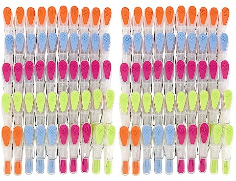 SOHFA Wäscheklammern - 100er Set Wäscheklammer- Klammern aus stabilem Kunststoff mit Soft-Grip - für Wäscheleine, Wäschespinne oder Wäscheständer(100 Stück)