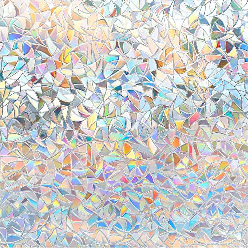 DOWELL Fensterfolie Selbsthaftend Regenbogen Folie Fenster Sichtschutz 90x300cm, Klebefolie Regenbogenfolie Blickdicht Glasfolie Selbstklebend Suncatcher Sticker Regenbogeneffekt