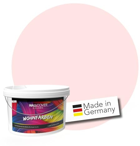 WALLCOVER hochwertige Wandfarbe für Innen | Hellrosa Pastell | 5L für 40m² | Hochdeckende Innenfarbe (Klasse 1) in Sanftrosa Matt | Profi Qualität aus Deutschland