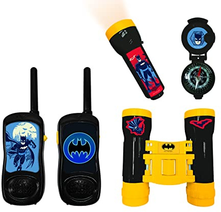 Lexibook, Batman, Abenteurer-Set für Kinder, Walkie-Talkies, Fernglas, Kompass, Taschenlampe, schwarz/gelb, RPTW11BAT