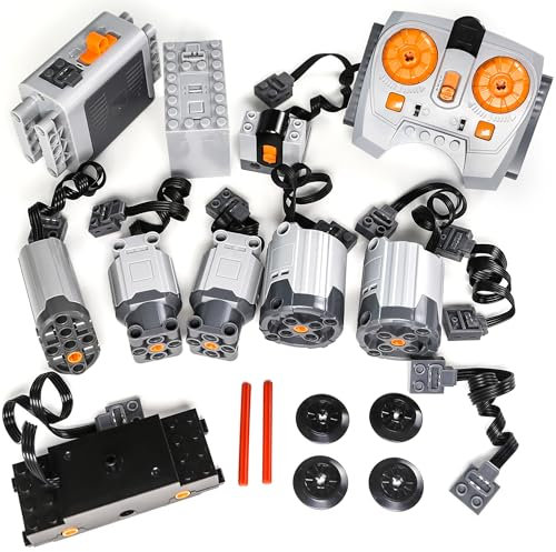 ASTEM 18pcs Juego de Funciones de Potencia Compatible con Technic Parts. Incluye Tren Motor Servo Motor XL/L Motor Control de Velocidad Mando a Distancia para Moc EV3.