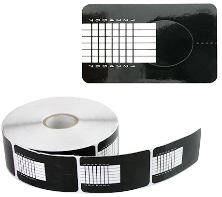 INLAQ® 500er-Pack Nagel schablone | Schablonen Nagelverlängerung für Gel- und Acryl-Nagelstyling - außergewöhnlich steif und haftend mit schmalem Design - Rollbreite 38mm - Noir