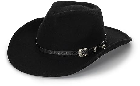 Chapeau de cowboy/cowgirl, style Western, chapeau Fedora en feutre à large bord avec boucle de ceinture amovible, Panama pour homme et femme