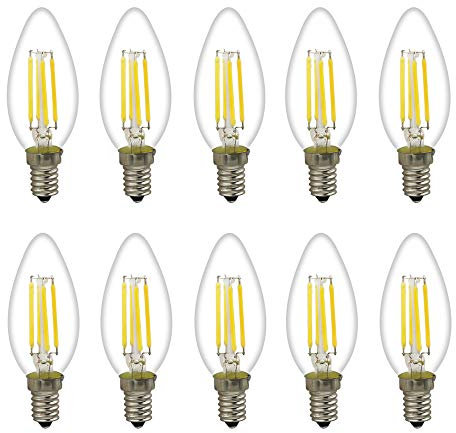 Mengjay 10 Stück LED Birnen Kerzenform Ersetzt 30W Glühbirne 4W 360LM Warmweiß 2700K,LED Kerzenlampe Kronleuchter Kerzenleuchten