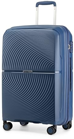 British Traveller Valise Moyenne Taille 68 Liters, Rigide Valise de Voyage à 4 roulettes et Serrure TSA, 67x46x27 cm (Marine)