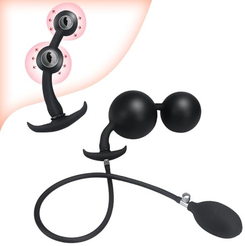 AMZII Aufblasbar Anal Plug mit Pumpe & 2 Analkugeln,Analplug für Frauen Anfänger,Butt Plug Anal Beads Analkette Analdusche Anal Spreizer,Riesen Dildo Anal Dildo xxl,SM Masturbator Analspielzeuge (A)