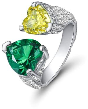 GemKing R2251 Sterling silver contrasting color 4ct heart-shaped 8 * 8 ice flower cut high carbon diamond ring for women luxury full diamond