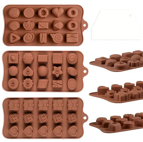 XJLyaya 3 Pieces Silicone Chocolate Moulds, Dubai Chocolate Mould, Chocolate Bar Mould, Chocolate Tablet Mould, for Homemade Praline, Candy, Cake Decoration