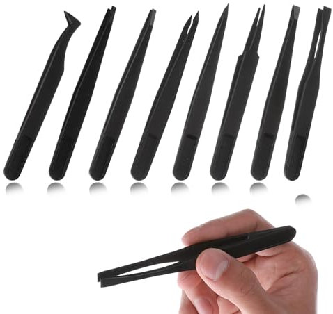 JIYIN 8 pinzas de plástico, antiestáticas, pinzas de precisión, pinzas para manualidades, fabricación de joyas, trabajos de laboratorio, alimentación de mascotas