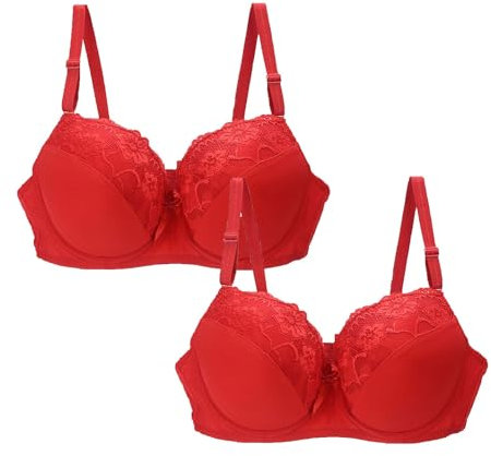DFSDJEUW Ladies Gifts Ideas Clearance 2 Pack Bras for Women Plus Size Push Up Underwire Comfort Wireless Seamless Multipack Bralette Sexy Padded Lace Bras Soft Nursing Bra with Underwire Purple 36E