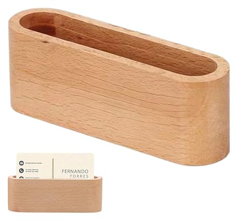 Stylish Minimalist Business Card Holder of Natural Beech Wood