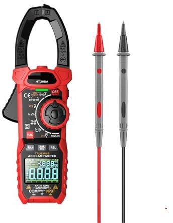 QAVLXIE Digital klämmätare HT208A/D AC/DC multimeter Pinza Amperimetrica äkta RMS hög precision kapacitans Ohm Hz testare (100A AC)