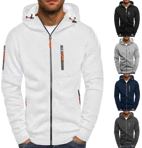 Hoodie med dragkedja för män, Techno, sweatshirt för män, dragkedja, andningsbar, fritidsjacka, sporttopp, enfärgad, gosig jacka, collegejacka, droppande, fitness, huvtröja