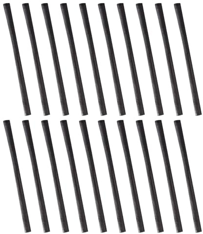 DIYEAH Lot de 25 bâtons de fusain professionnels en bois de saule naturel noir de 5 à 7 mm pour croquis et dessin - Fournitures de dessin
