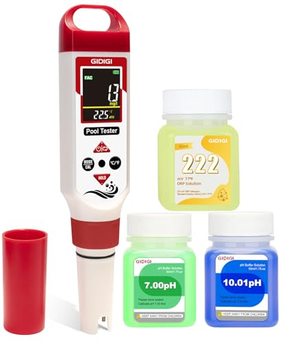 Misuratore di pH e cloro 7 in 1 per piscine,tester ORP salinità,test pH, CL,sale,ORP,EC,TDS e temperatura,per acquari,idroponica,acqua potabile e vasche idromassaggio,con liquidi calibrazione