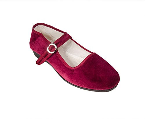 Sonnenscheinschuhe China Samtschuhe Gr. 34-42 Bordeaux ROT NEU Chinaschuhe Ballerinas Trachtenschuhe (37)