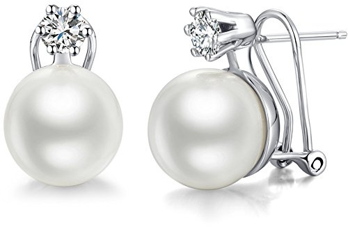 Perlas Pendientes Pendientes Mujer Plata Blanca Joyas Para Mujeres