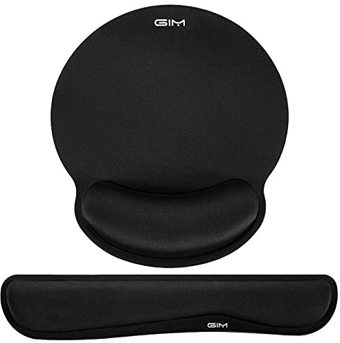 GIM Keyboard Wrist Rest Mouse Mat Set, Ergonomic Keyboard Wrist Support Memory Foam Mouse Mat with Wrist Cushion Support for Computer and Laptop Home Office Gaming (Black)