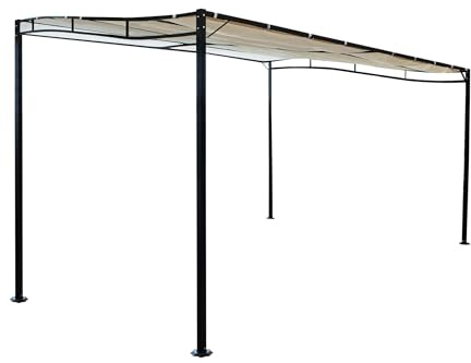 MilaniHome.it - Gazebo Pergola A Parete 3x4 in Metallo Nero con Telo Beige per Esterno E Giardino Pergolato Verandadi coloreAntracite
