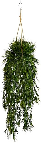 Nearly Natural 50in. Mini Bamboo Artificial Plant in Hanging Metal Bucket