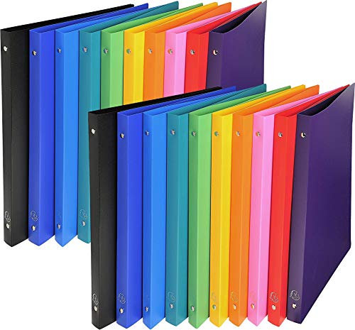 Exacompta 541999E Ringbuch (PP, DIN A4, blickdicht, 2 Ringe, Rücken 20mm) 20 Stück gemischte farben extra Stabil