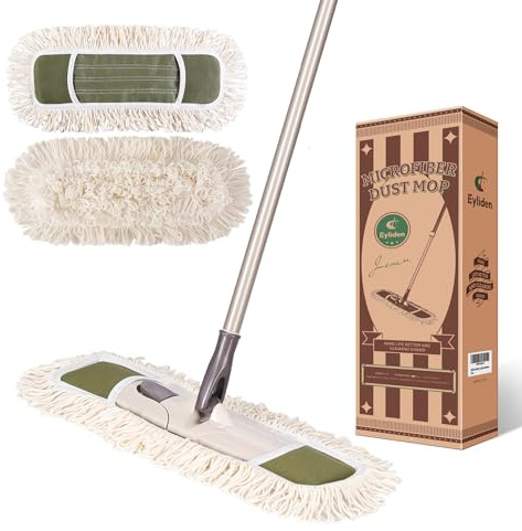 Eyliden Dust Mop, Microfiber Mops for Floor Cleaning, with Hight Adjustable Handle and 2 Washable Mops Pads, Wet & Dry Floor Cleaning Mop for Hardwood, Tiles, Laminate, Vinyl - Dust Broom