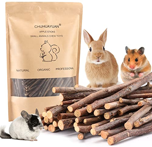 CHUHUAYUAN Natural Apple Sticks, 500g Treats Food for Small Animals, Chew Toys for Chinchilla Guinea Pigs Rabbit Squirrel Hamster Bunny
