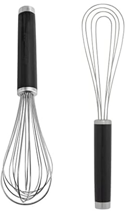 KitchenAid Set di 2 fruste piatte, colore: nero