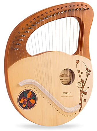 Leier Harfe, 21 Metallsaiten, massiver Mahagoni-Holzkörper, Metallsaiten, Musikinstrument, kleines tragbares Musical, für Amateure und Anfänger