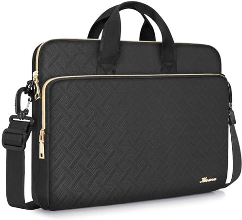KIZUNA Laptop Sleeve Case 15.6 Inch Shoulder Bag Computer Handbag for 16 MacBook Pro Air M1 M2 Max/16 Lenovo IdeaPad Flex 5i/15 IdeaPad Gaming 3i /Slim 3i /Pro 5i/Dell XPS 15/HP, Black