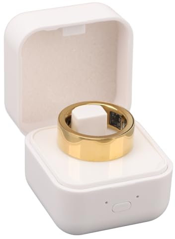 Bewinner Smart Ring Upgrade, IPX8 Intelligenter Schlafmonitor, Multifunktionaler Gesundheits Sportring, Stilvoll und Praktisch mit Ladekoffe für den Täglichen Gebrauch, Gold (22)