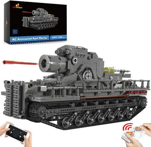JMBricklayer Technik Militär Panzer Klemmbausteine Modell 61517, Ferngesteuerten Beweglichen WW2 Panzermörser-Konstruktionspielzeug Spielzeug, Geburtstagsgeschenke für Jugendliche und Erwachsene