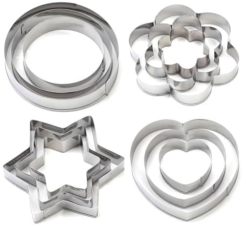 Uskerb 12-Piece Biscuit Metal Cookie Cutters Set - Diverse Shapes for Creative Baking - Premium Pastry & Biscuit Cutters for Fun & Precise Cuts, qjiji-2536