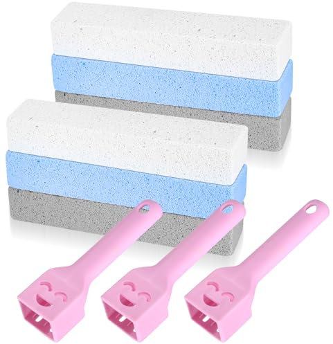 Bloc de Nettoyage en Pierre Ponce pour Toilettes, Lot de 6 Pierres Ponçantes Réutilisables avec Poignée Ergonomique, Pierre de Nettoyage pour WC, Cuisine, Douche, Salle de Bain, Lavabo